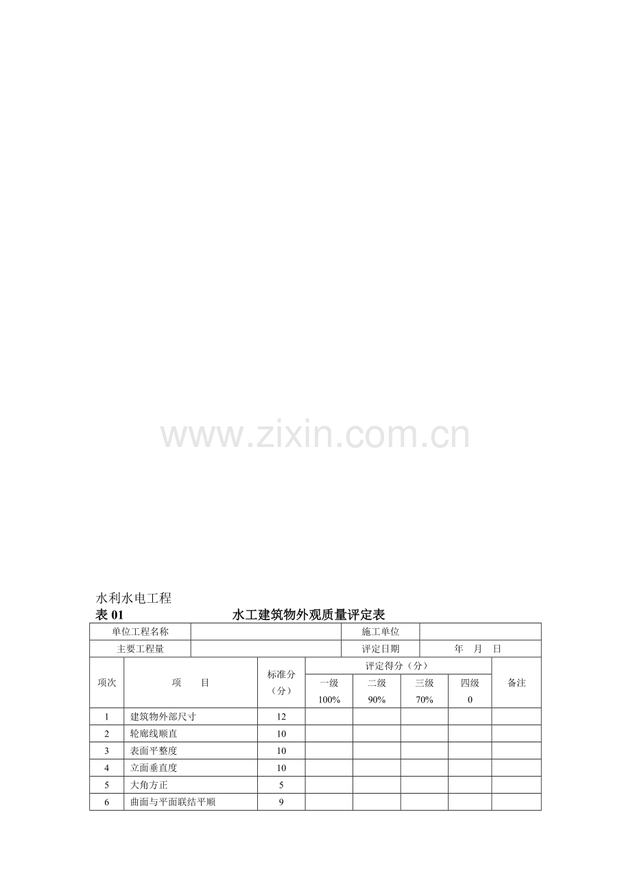 水利水电工程空表.doc_第1页