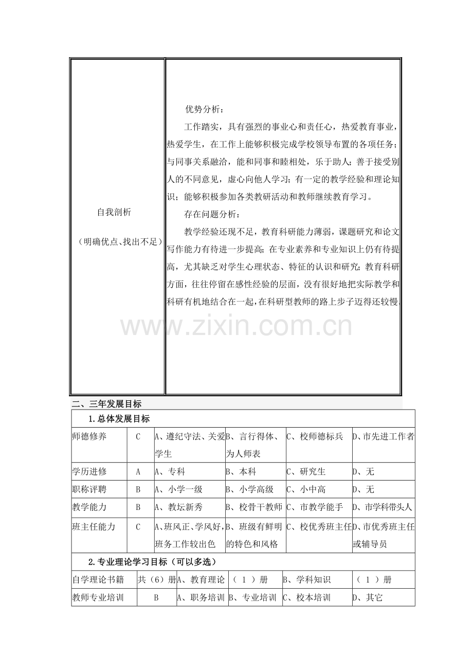 教师个人专业发展规划表29148.doc_第2页