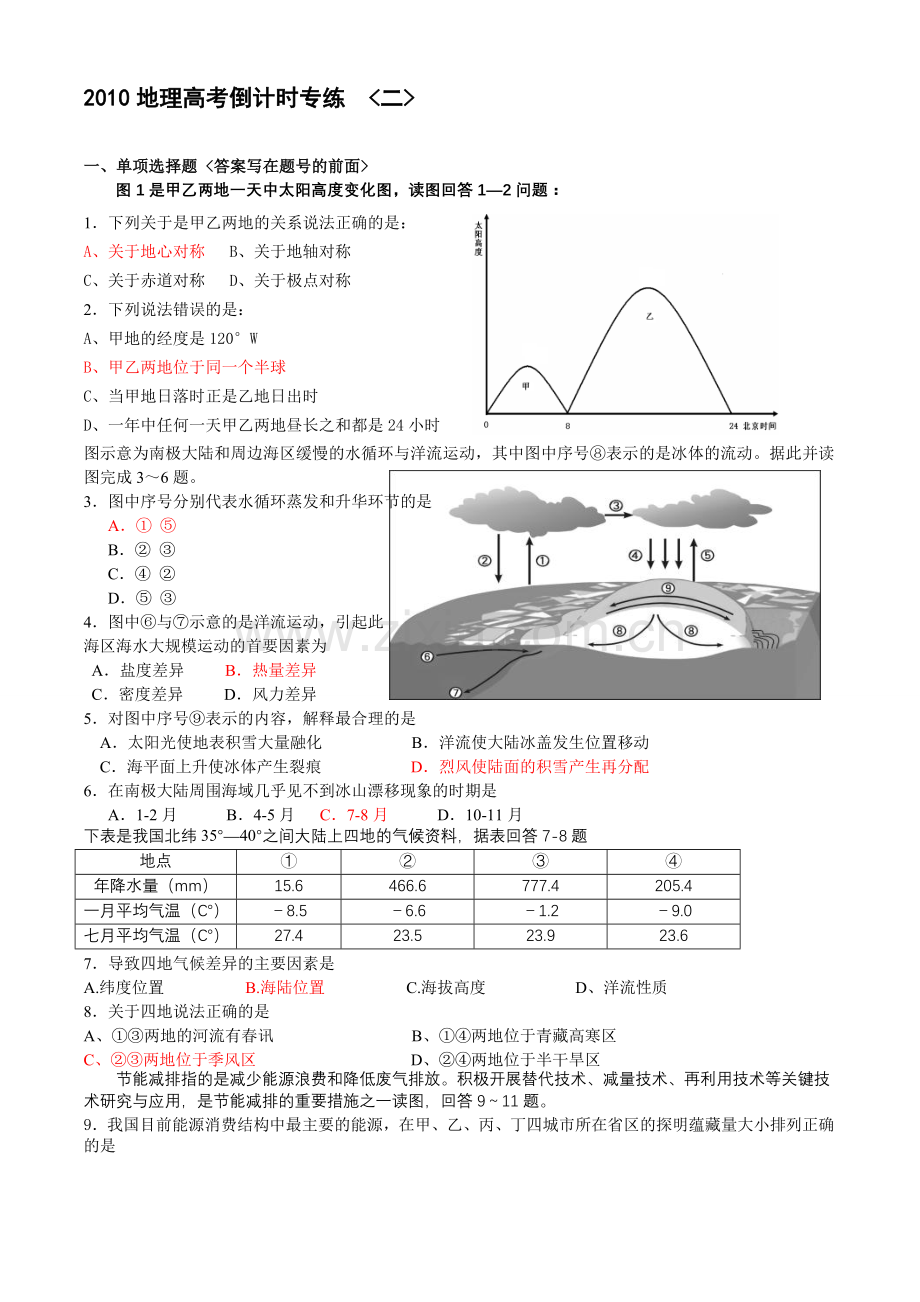 地理高考倒计时专练(二).doc_第1页