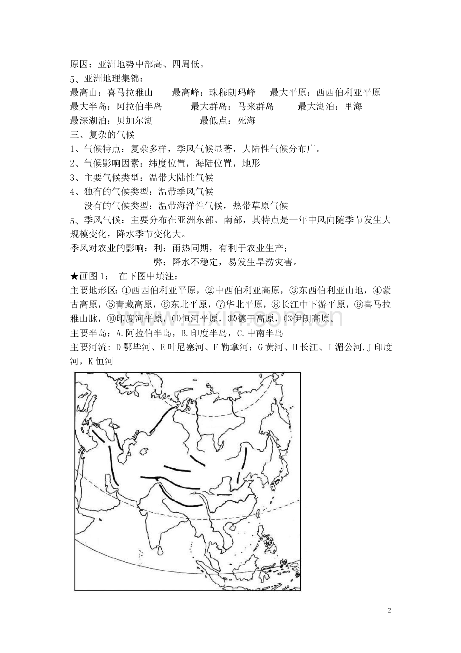 七年级下册地理全册复习提纲复习课程.doc_第2页