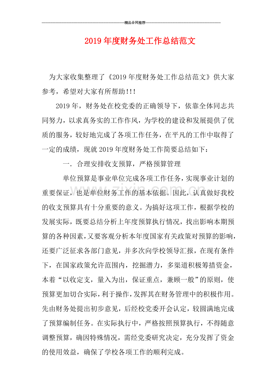 2019年度财务处工作总结范文.doc_第1页