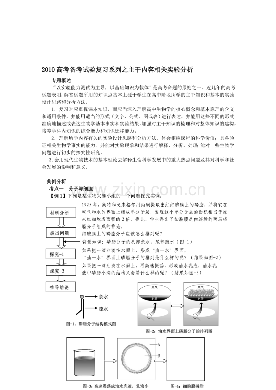 高考备考试验复习系列之主干内容相关实验分析.doc_第1页