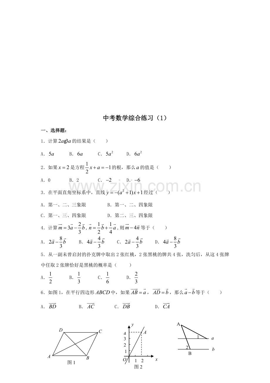 中考数学综合练习(1).doc_第1页