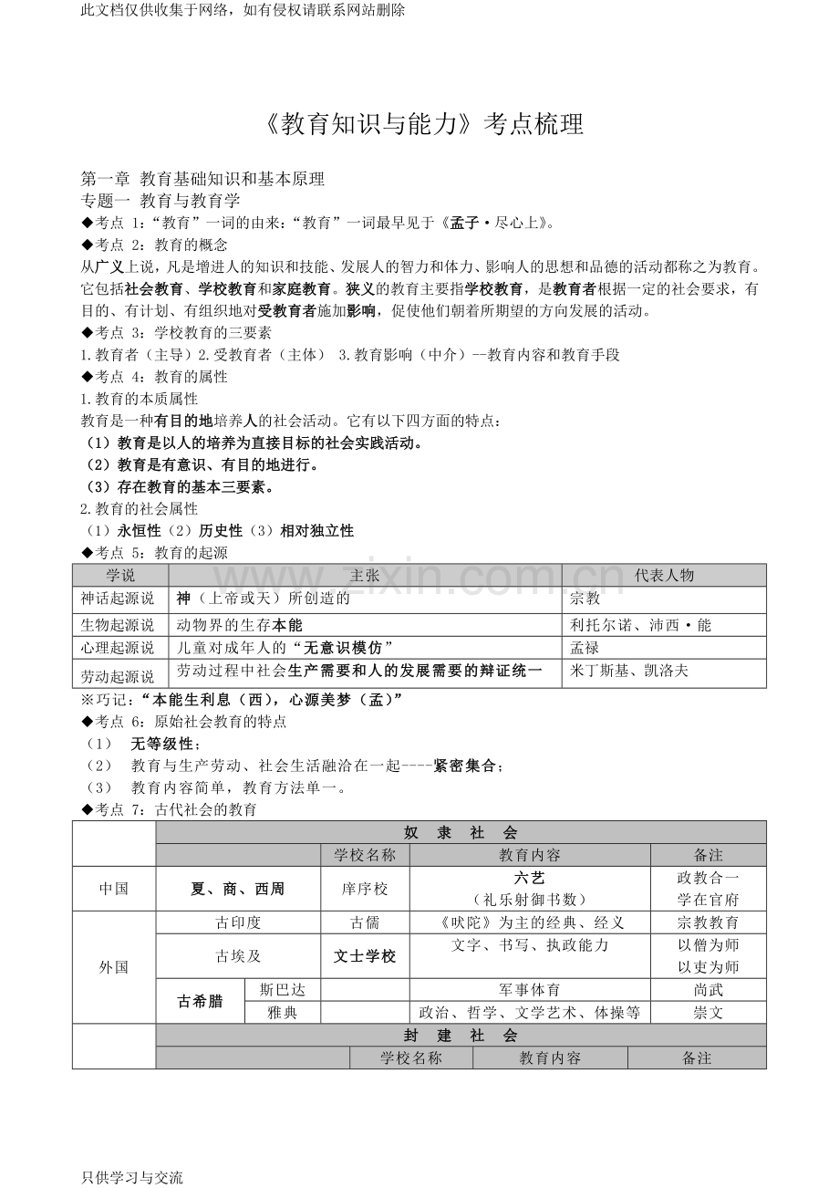 中学教育知识与能力考点梳理资料.doc_第1页