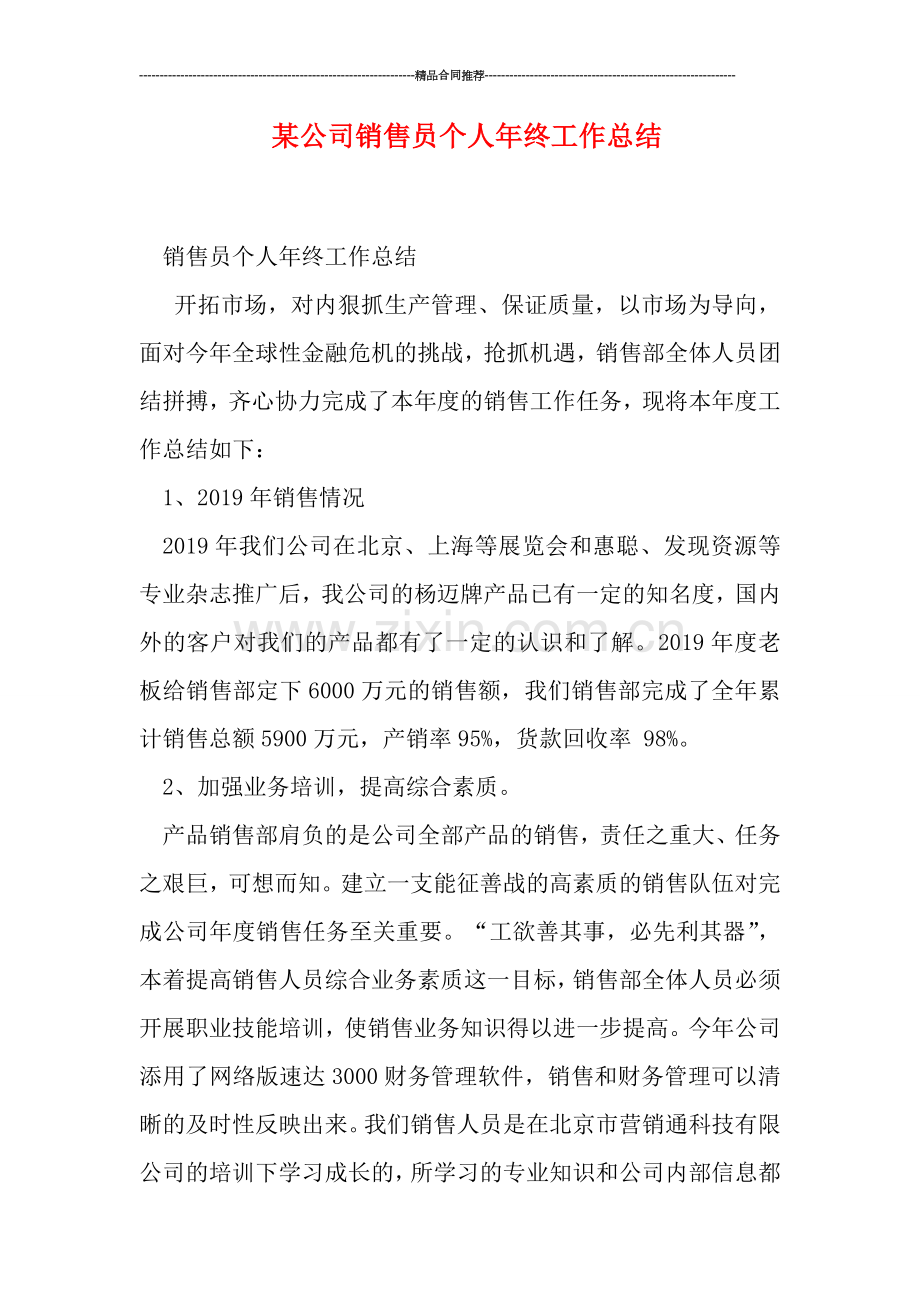 某公司销售员个人年终工作总结.doc_第1页