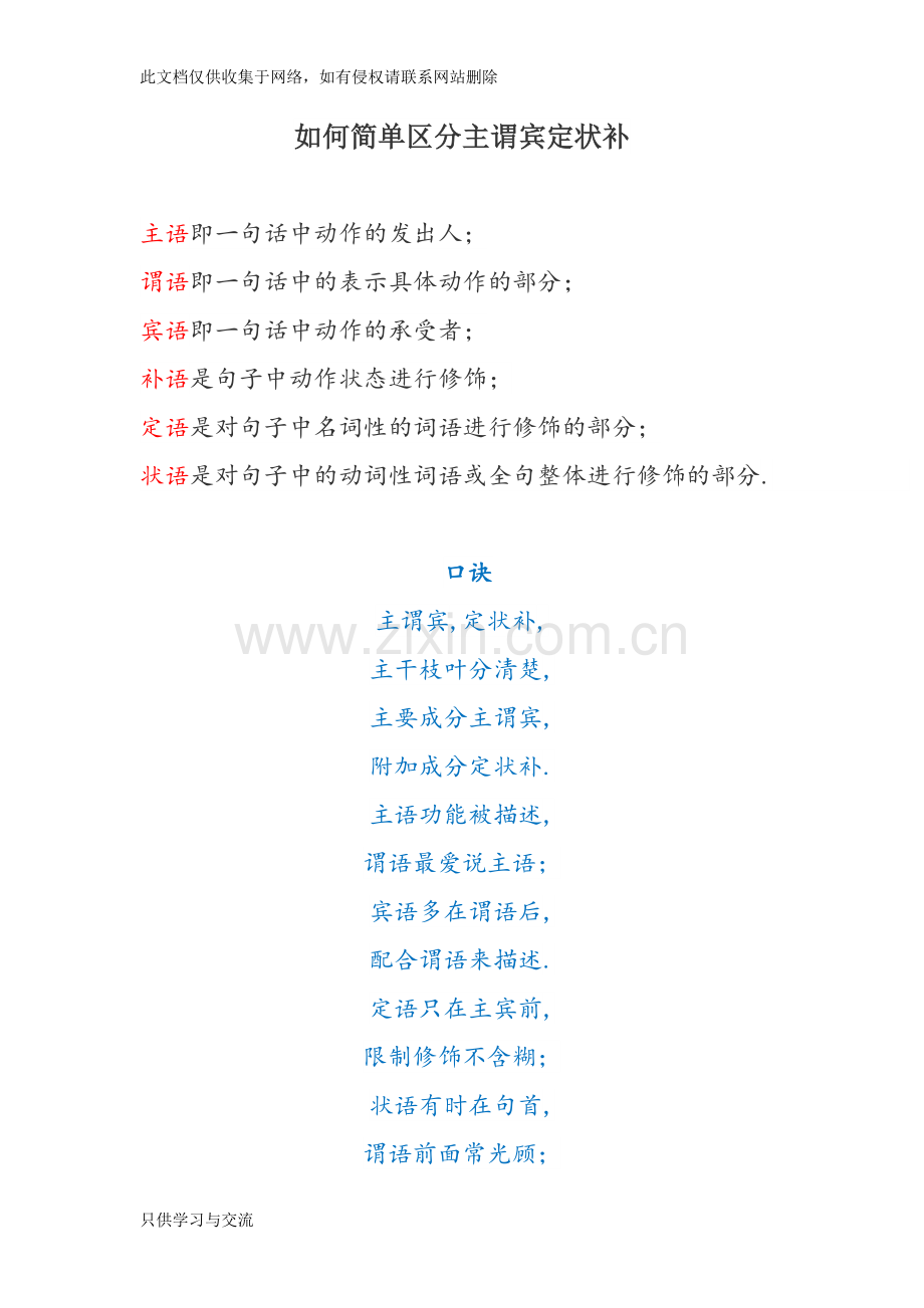如何简单区分主谓宾定状补复习课程.docx_第1页