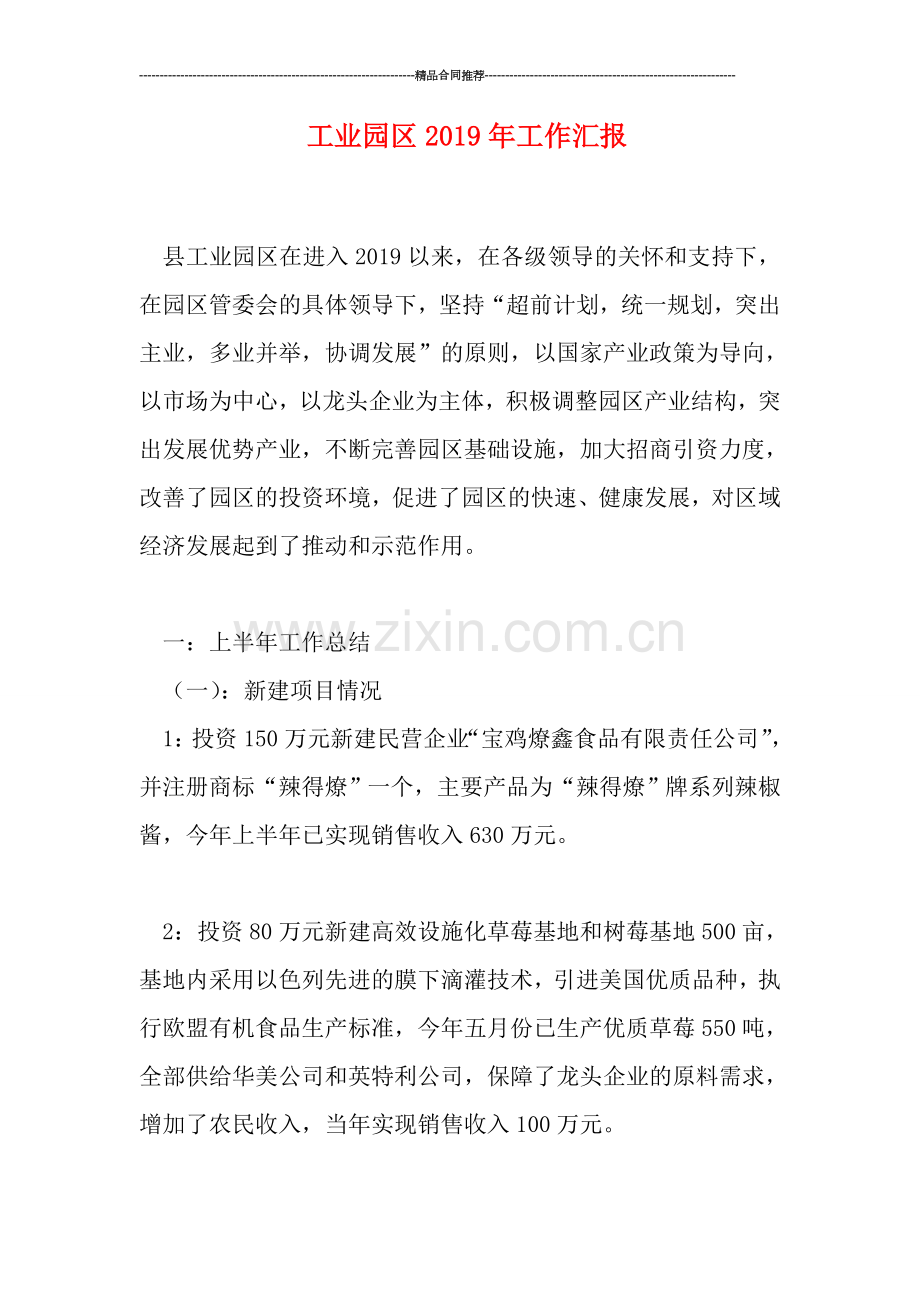 工业园区2019年工作汇报.doc_第1页