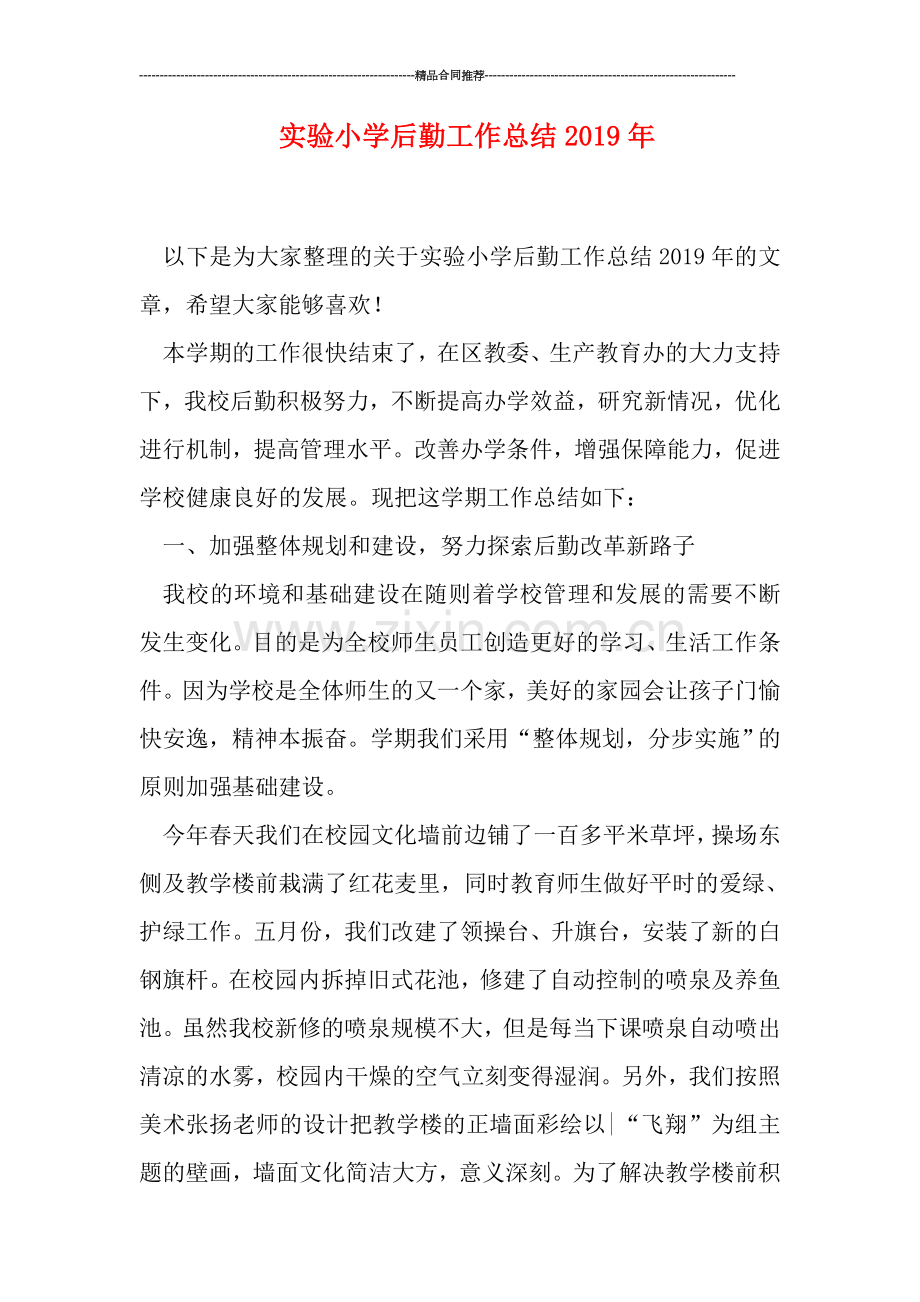 实验小学后勤工作总结2019年.doc_第1页