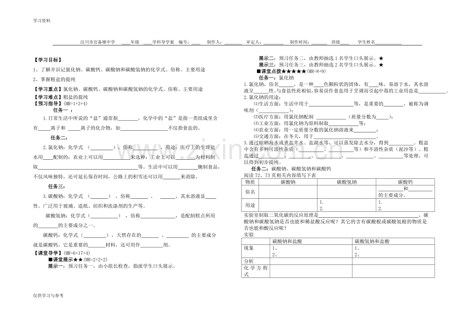 常见的盐氯化钠的性质导学案(15)复习课程.doc_第1页