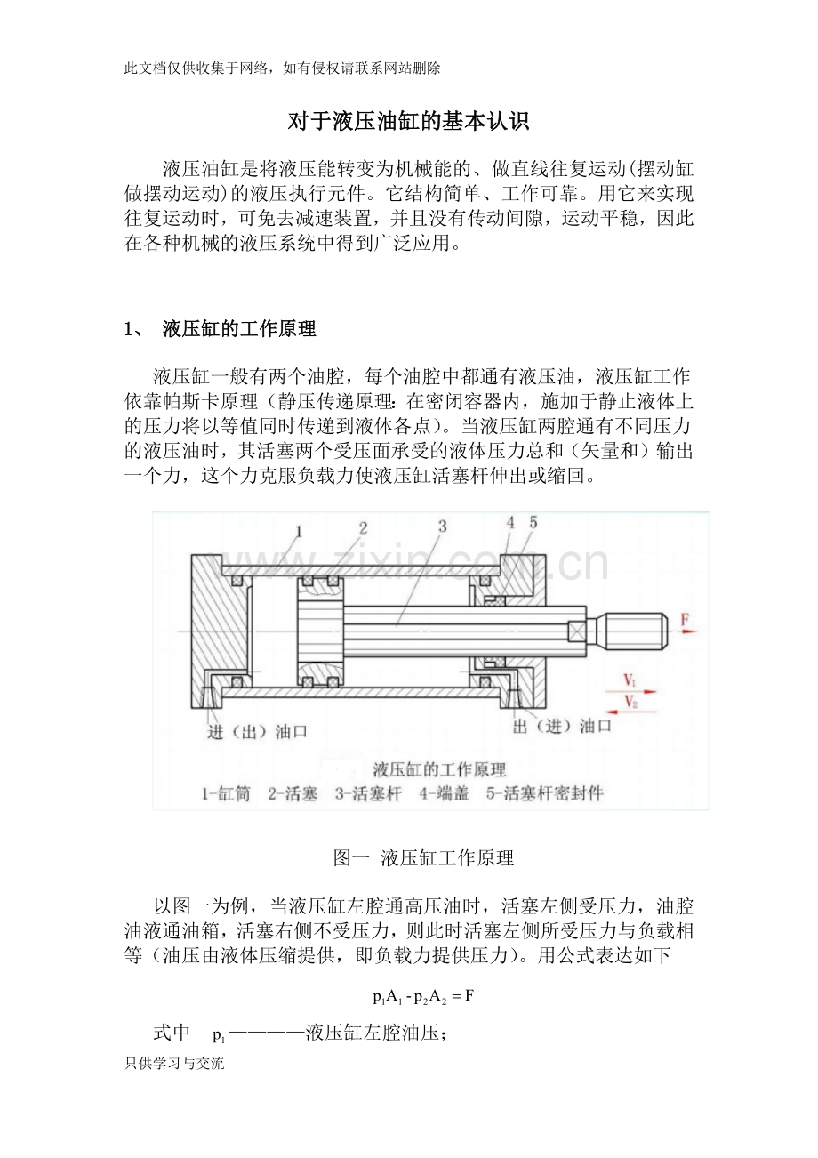对于液压油缸的基本认识知识分享.docx_第1页