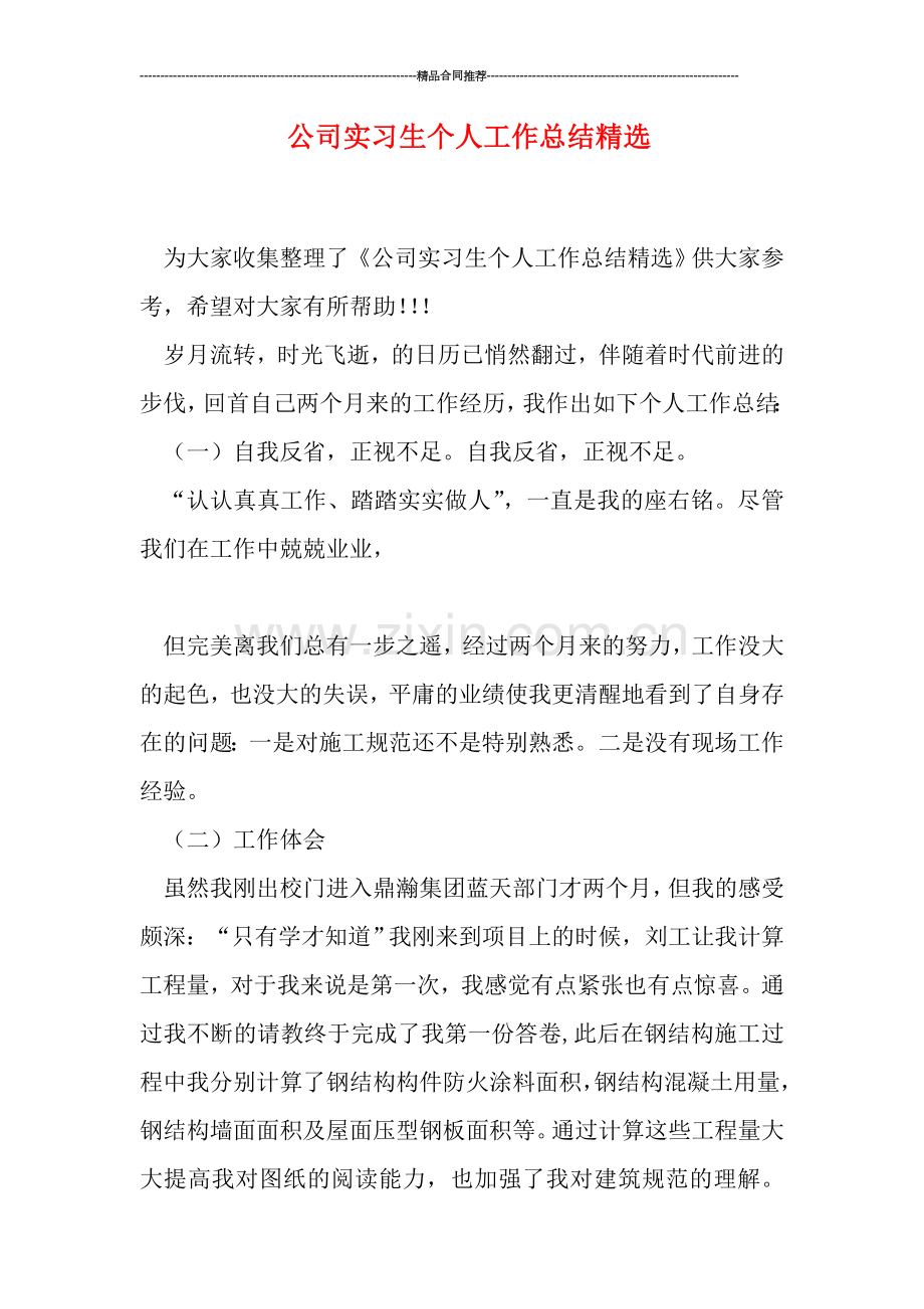 公司实习生个人工作总结.doc_第1页