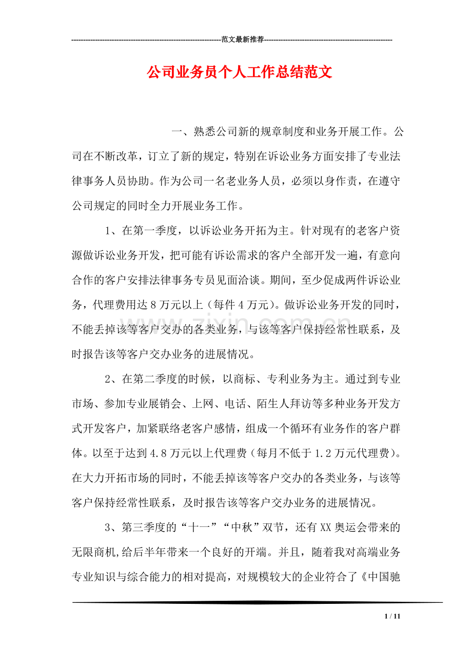 公司业务员个人工作总结范文.doc_第1页
