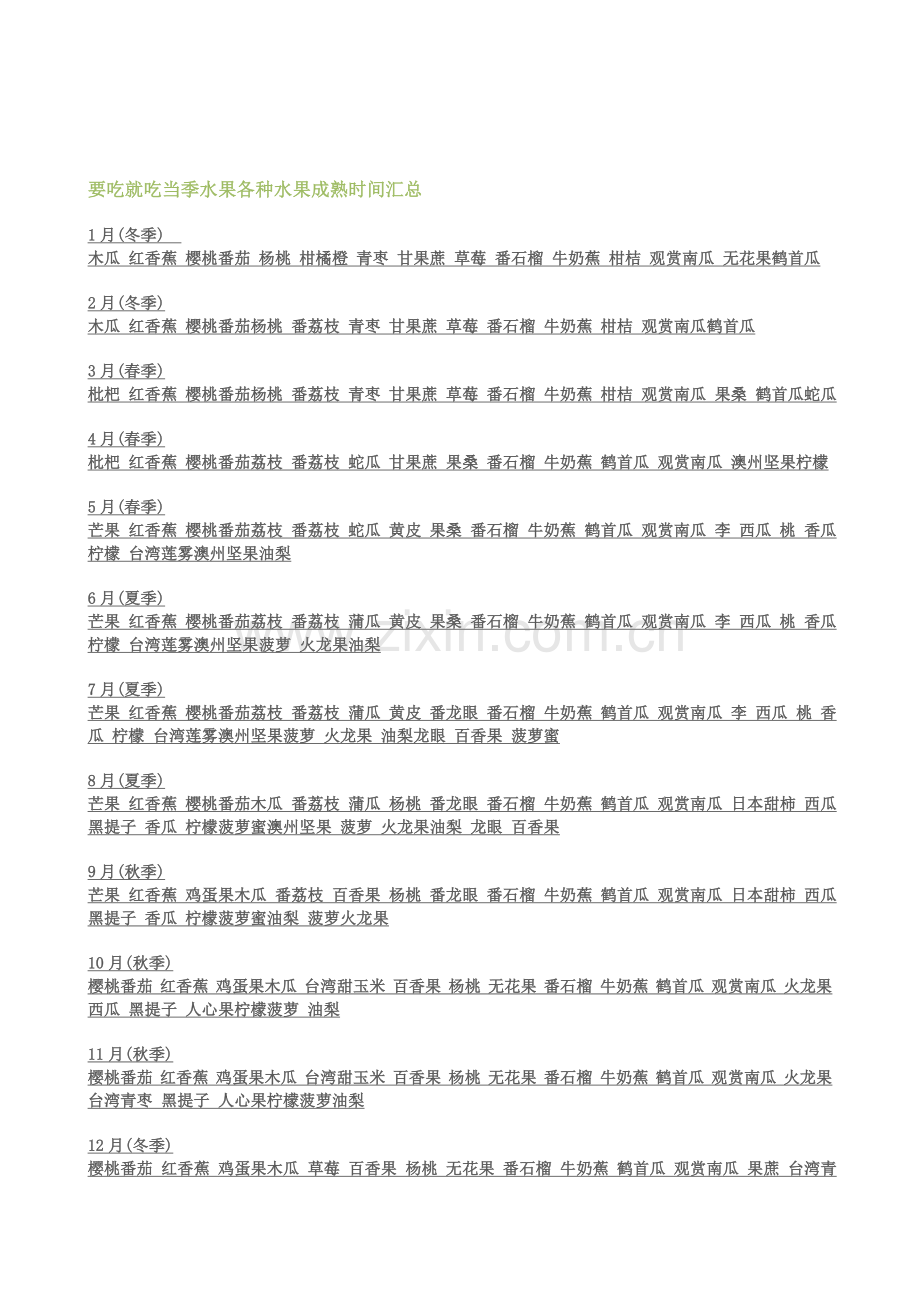 一年四季的时令蔬菜水果表.doc_第2页