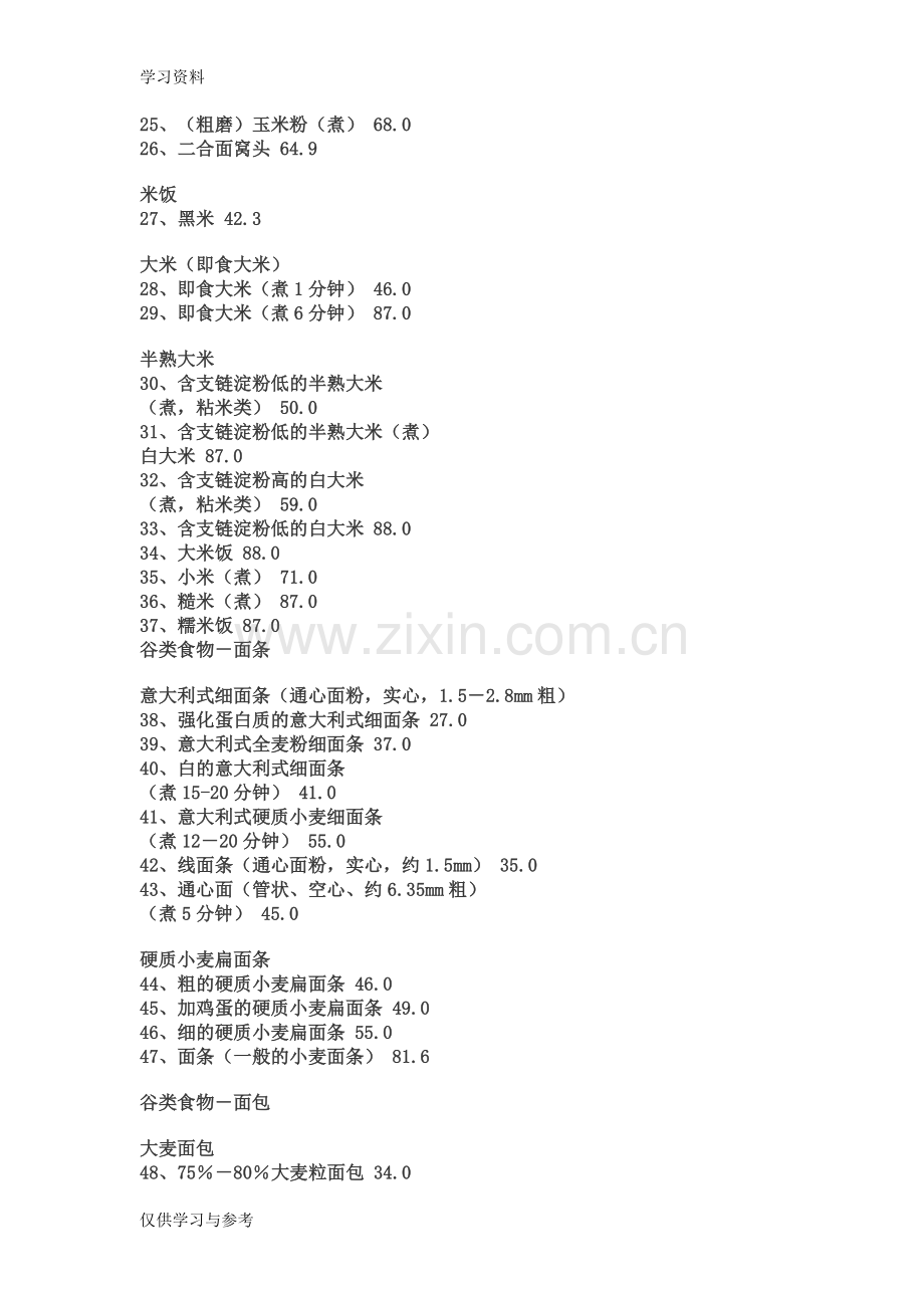 常见食物的血糖指数表资料讲解.doc_第2页