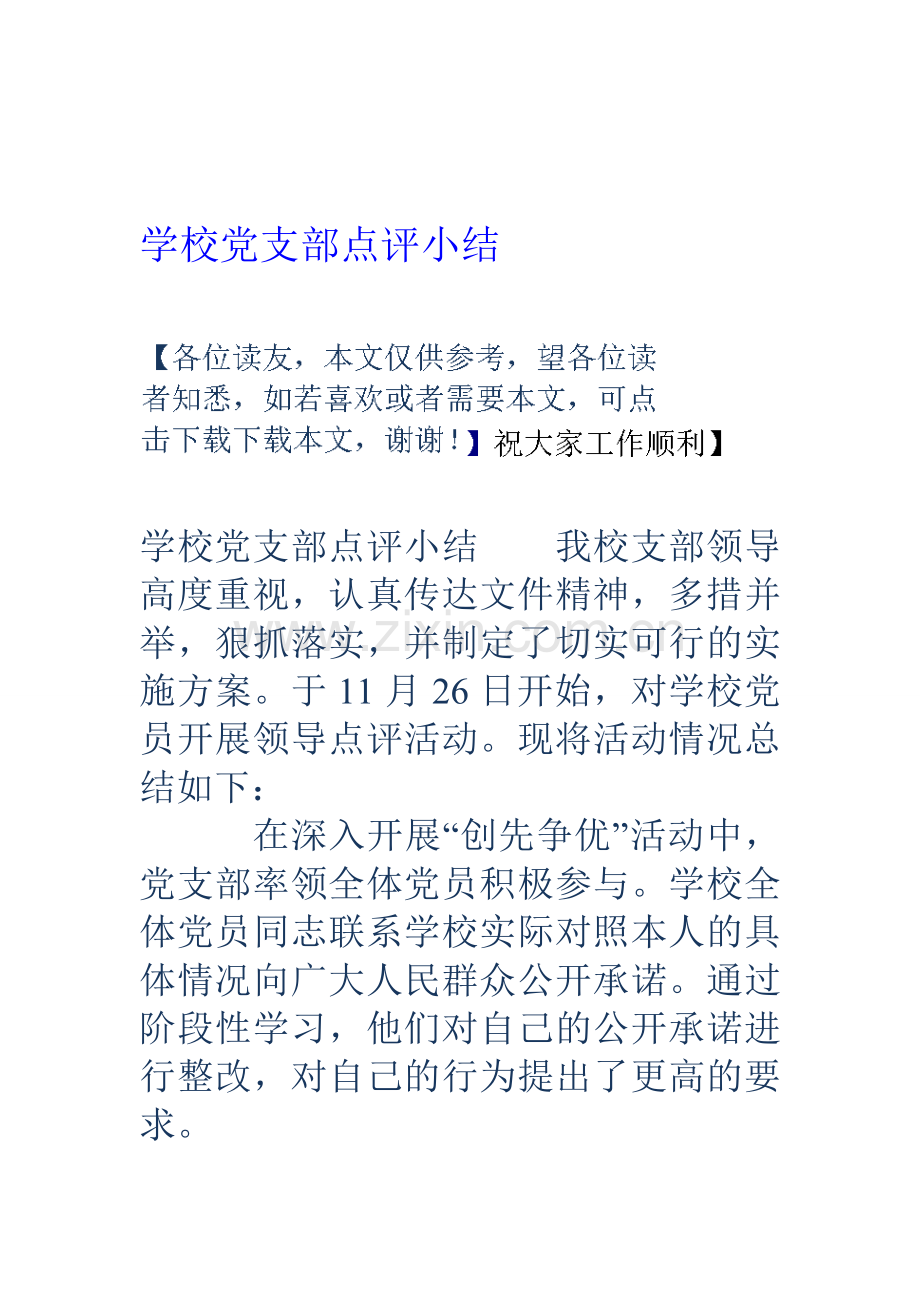 学校党支部点评小结资料.doc_第1页