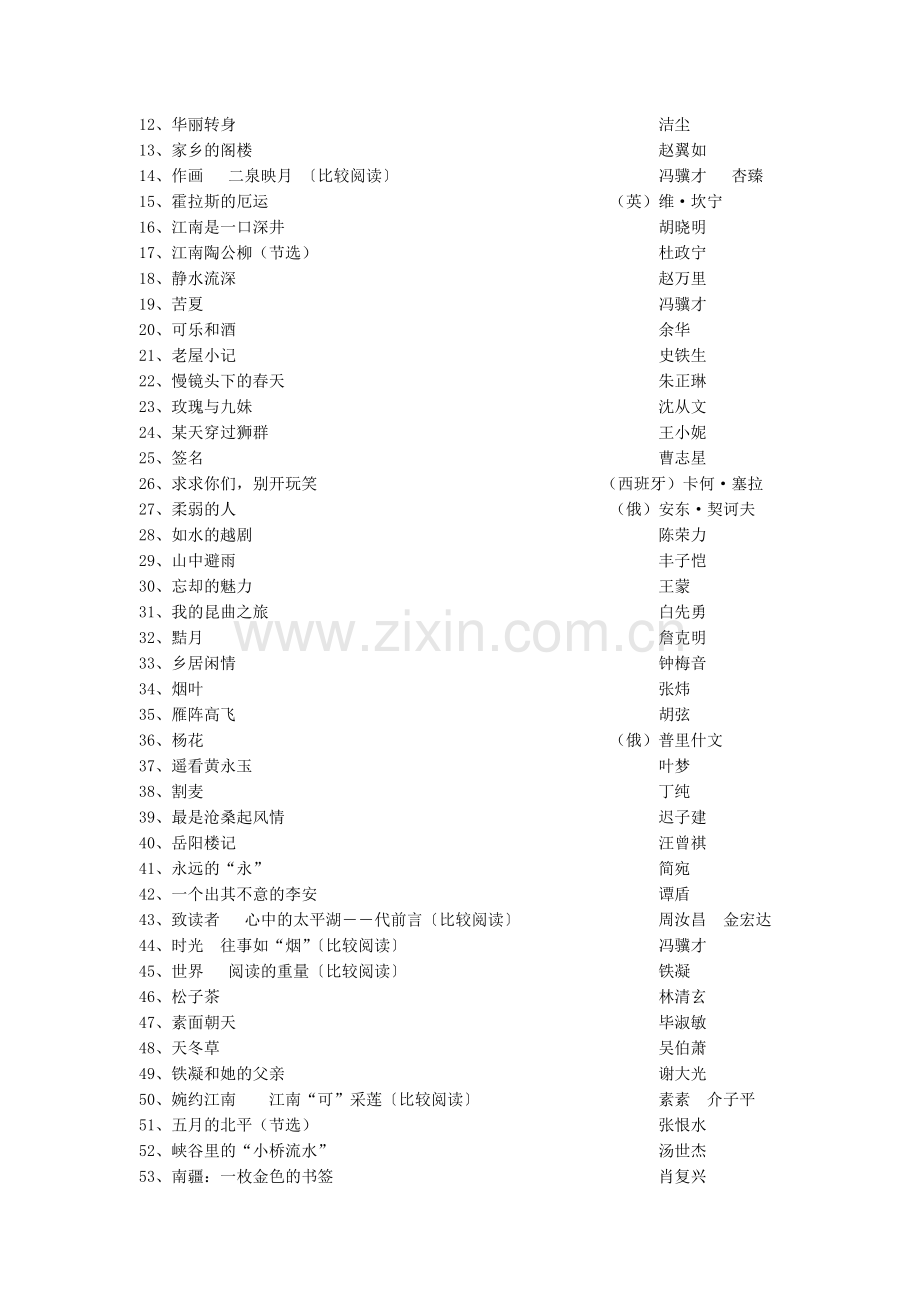 高考中外名篇赏读〔目录〕.doc_第2页