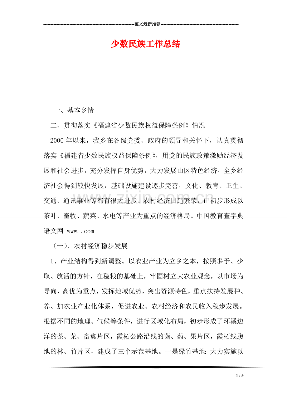 少数民族工作总结.doc_第1页