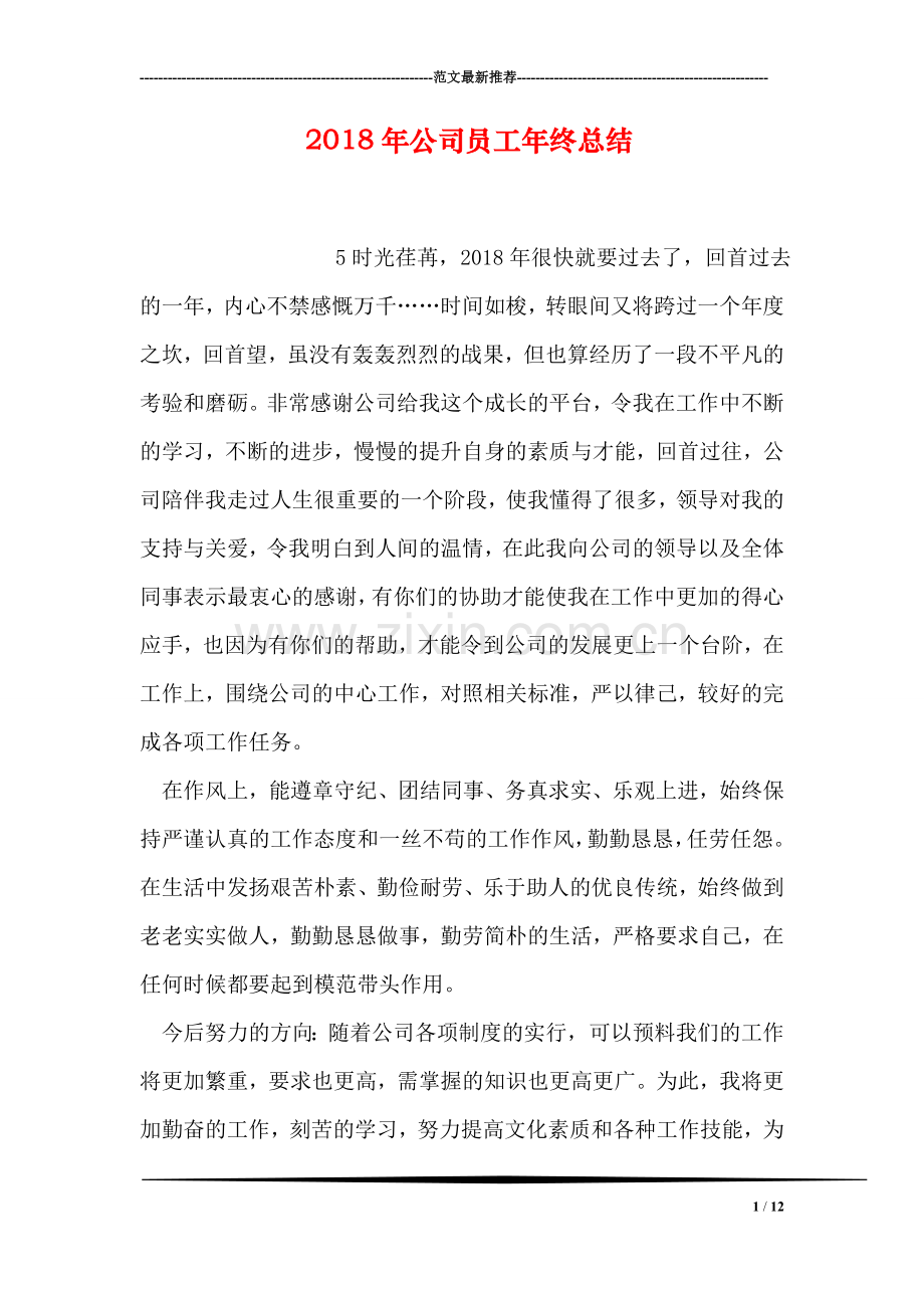 2018年公司员工年终总结.doc_第1页