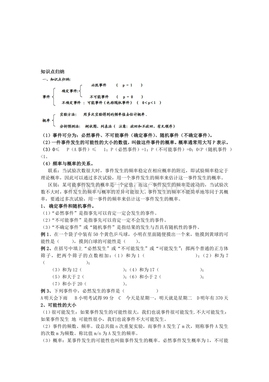 新教材八年级下认识概率知识点及练习资料.doc_第1页