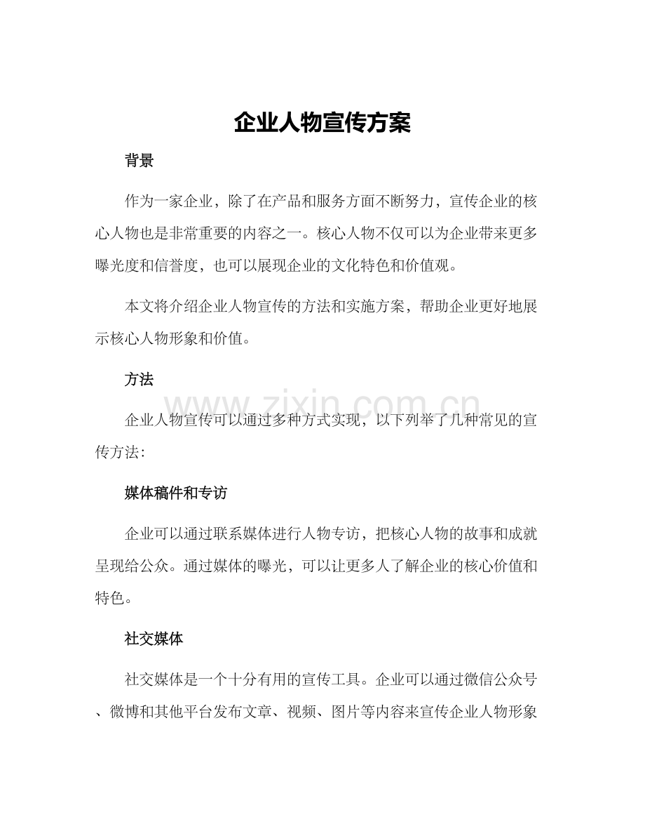 企业人物宣传方案.docx_第1页