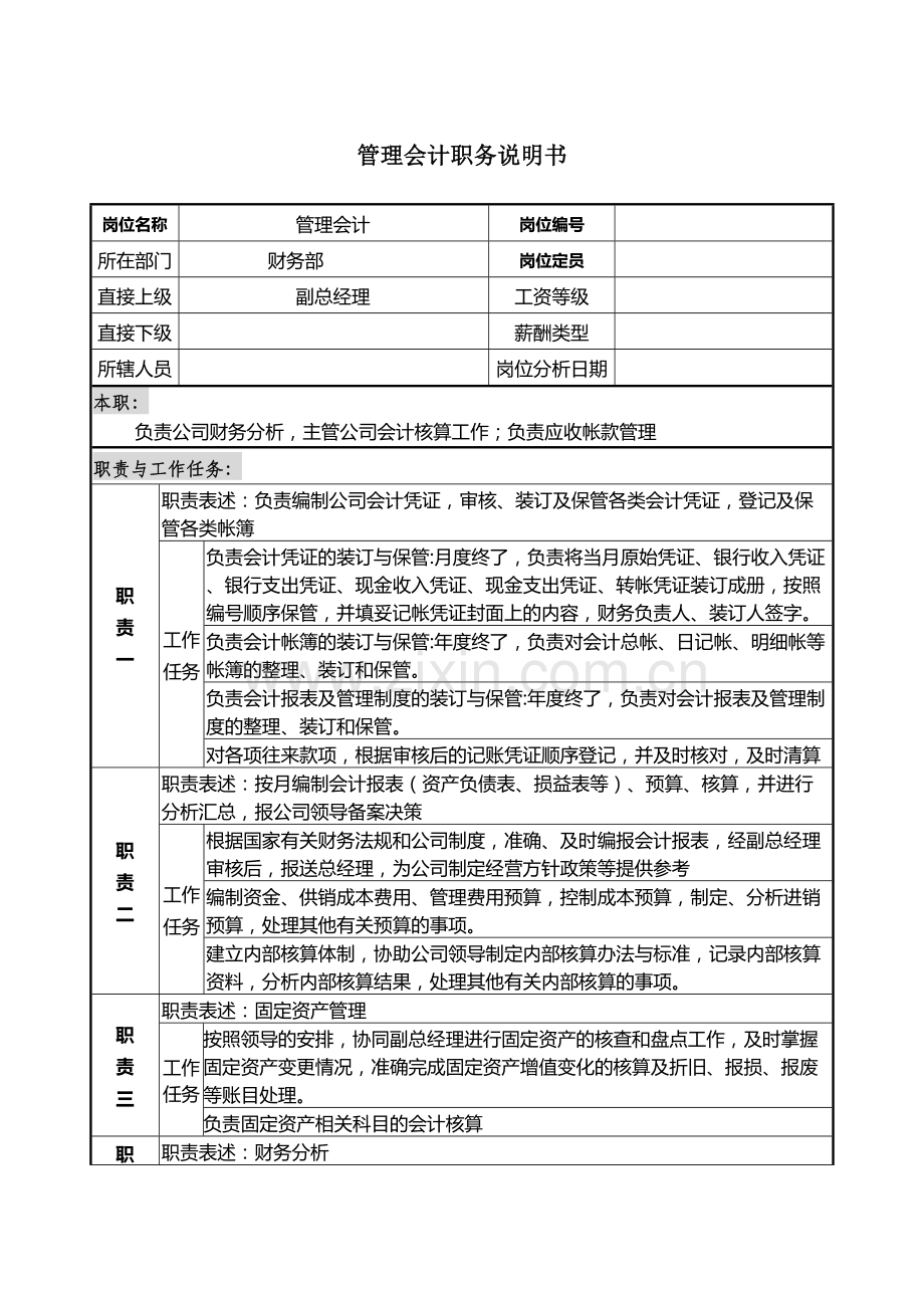 管理会计岗位职责说明书2.8资料讲解.doc_第2页