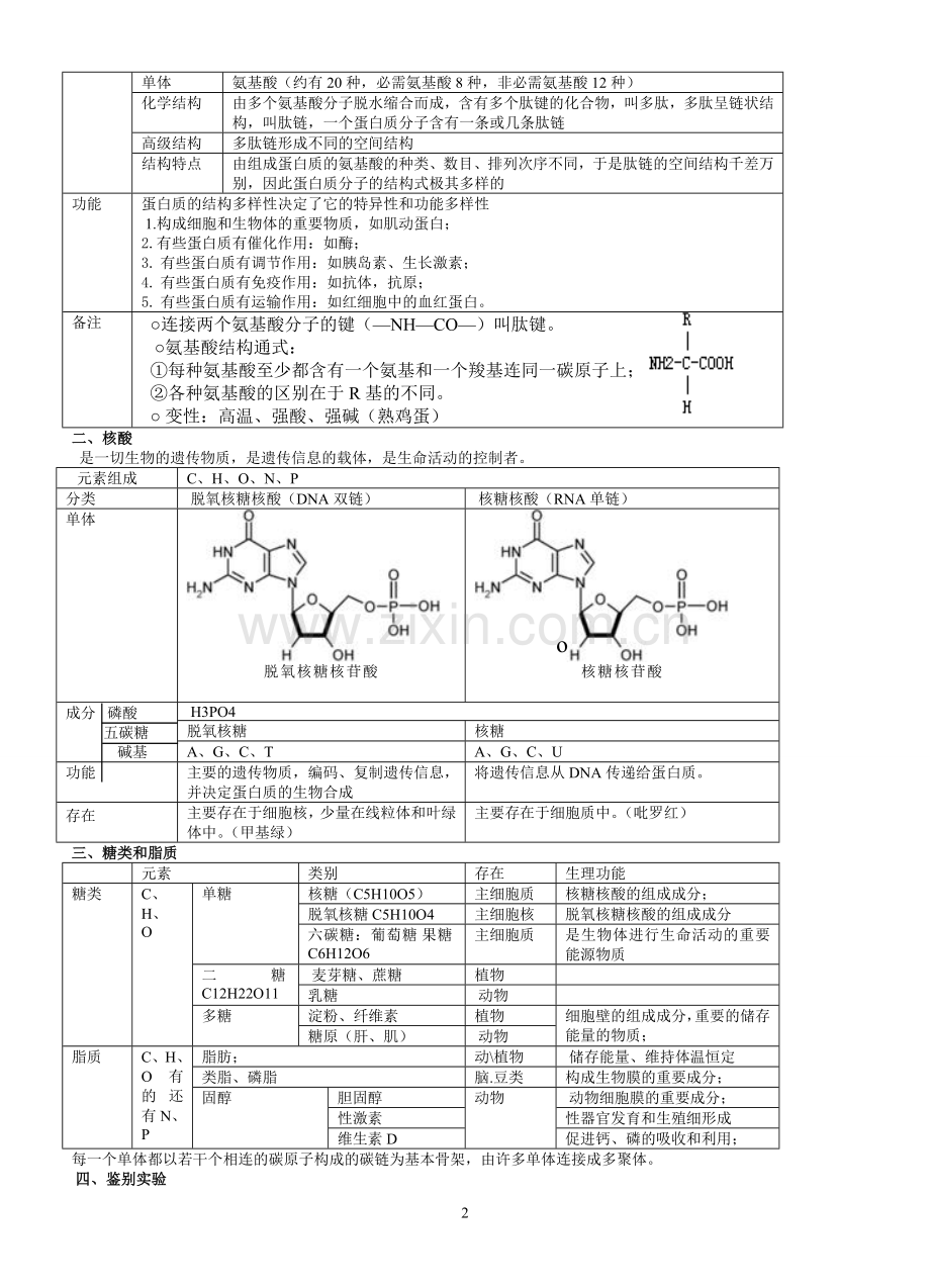 高中生物必修一、必修二、必修三、选修3知识点总结(人教版)备课讲稿.doc_第2页