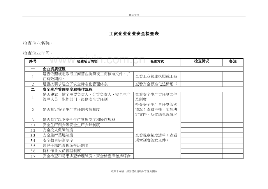 工贸企业企业安全检查表教学文案.doc_第2页