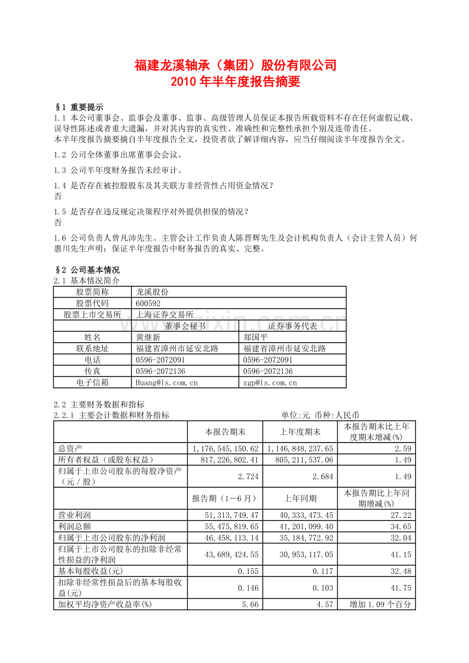 福建龙溪轴承(集团)股份有限公司演示教学.doc_第1页