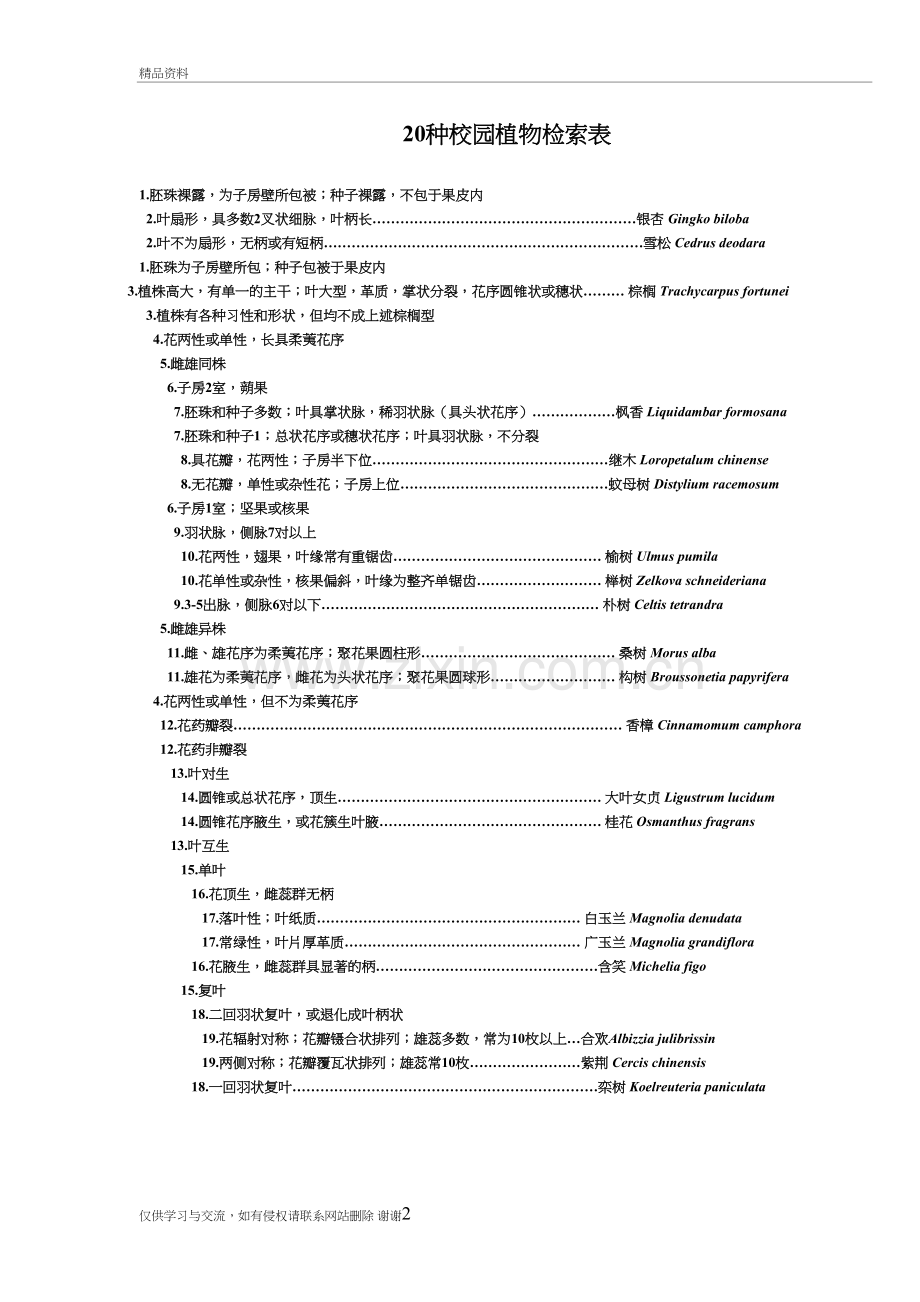 20种校园植物检索表讲课稿.doc_第2页
