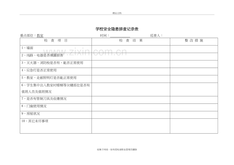 校园安全隐患排查记录表38254教学提纲.doc_第2页