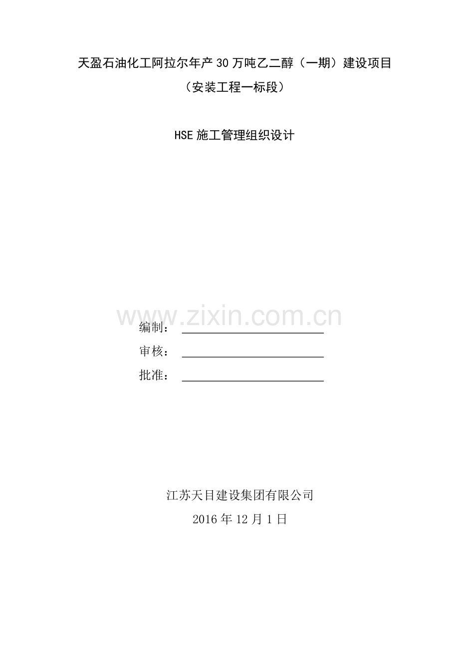 HSE施工组织设计剖析演示教学.doc_第1页