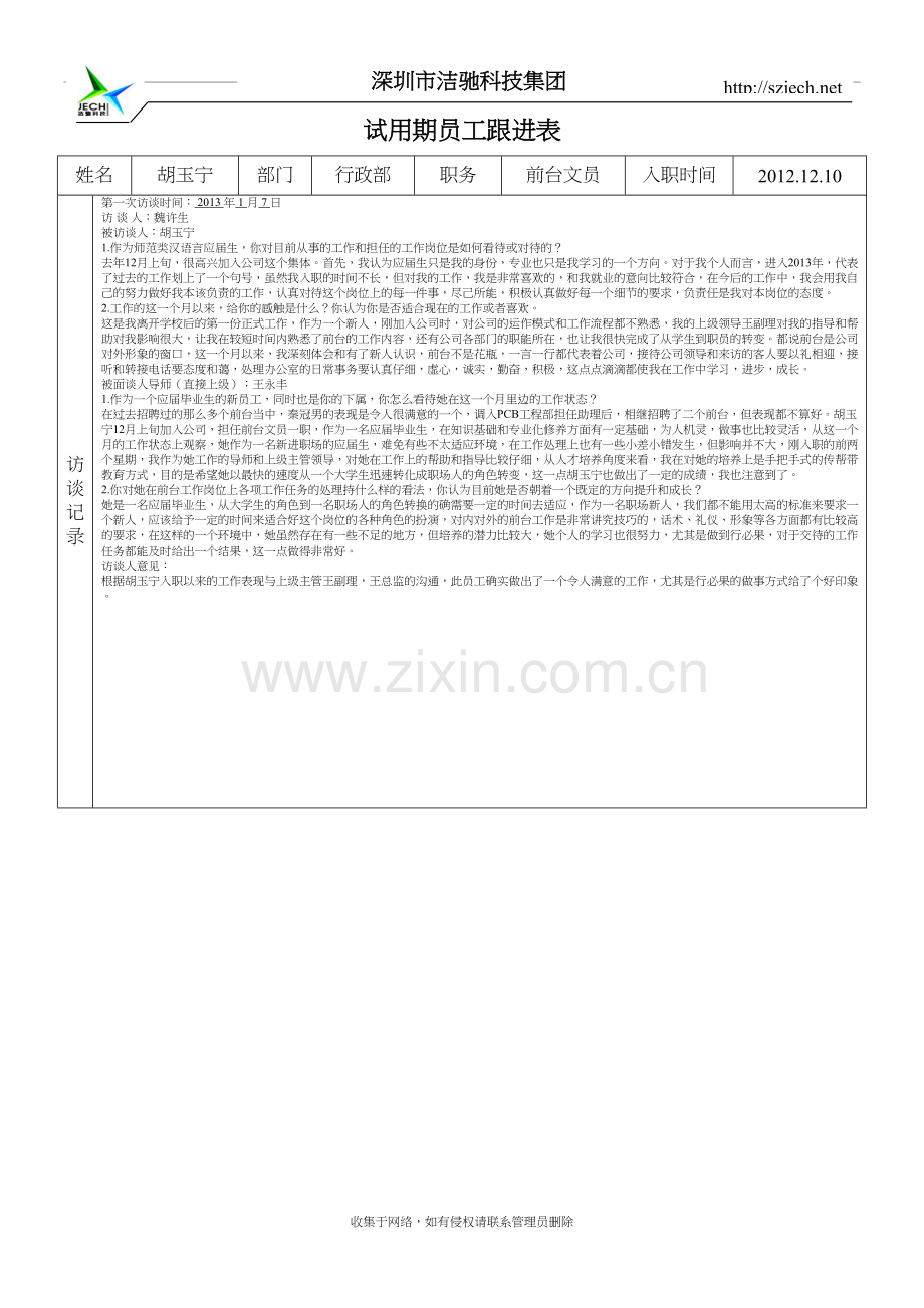新员工试用期面谈记录知识讲解.doc_第2页