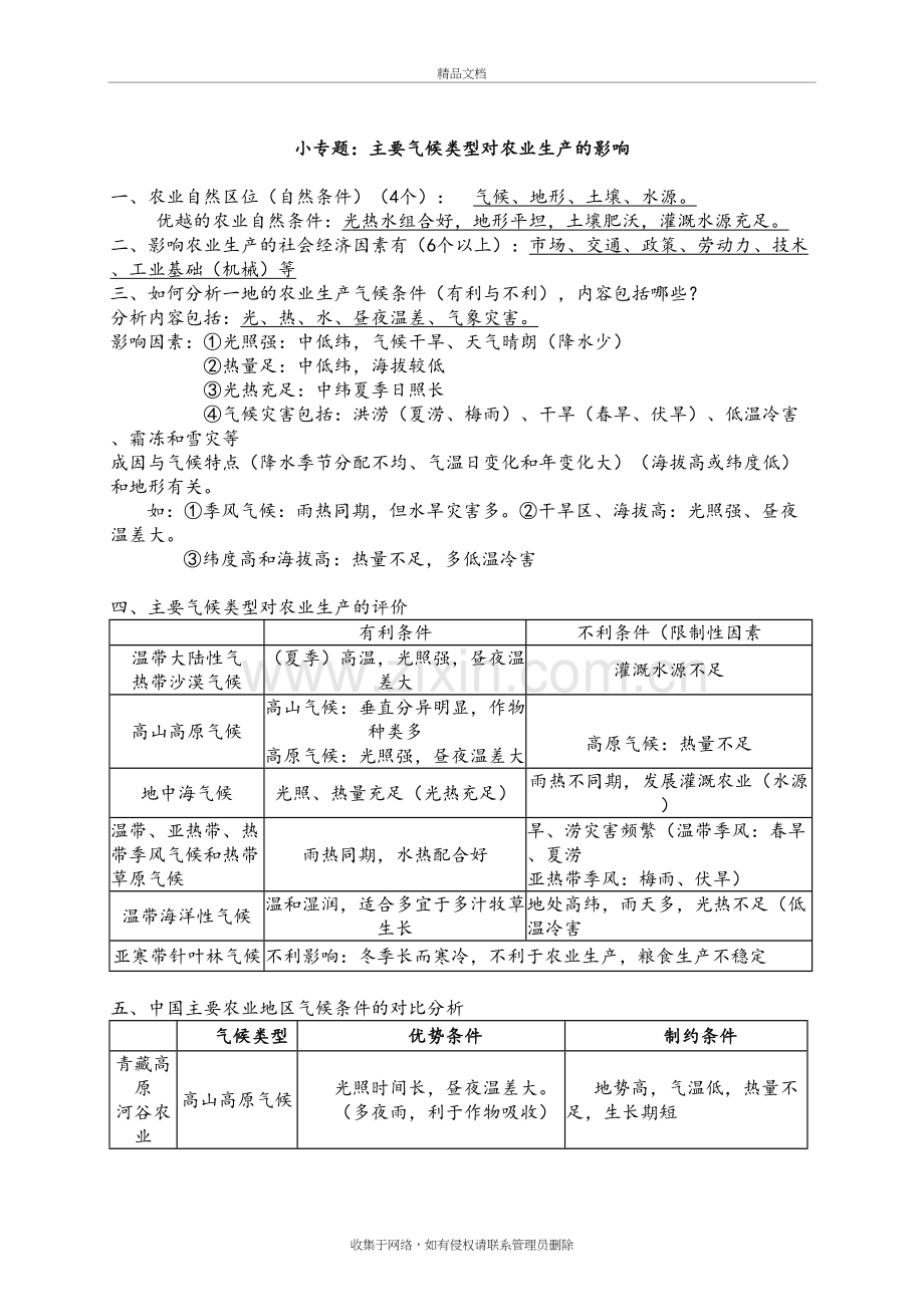 (小专题)主要气候类型对农业生产的影响(教师版)教学内容.doc_第2页