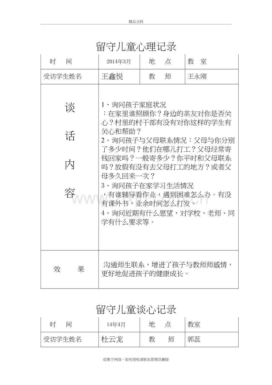留守儿童交心谈心记录讲课稿.doc_第2页