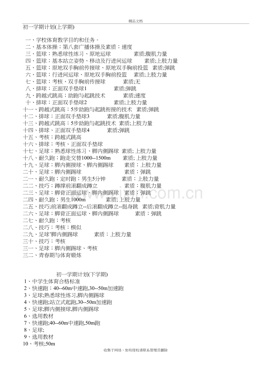 初中七年级体育教学进度表及全册教案设计讲课教案.doc_第2页