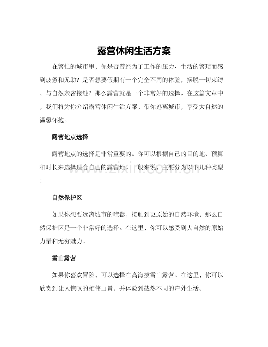 露营休闲生活方案.docx_第1页