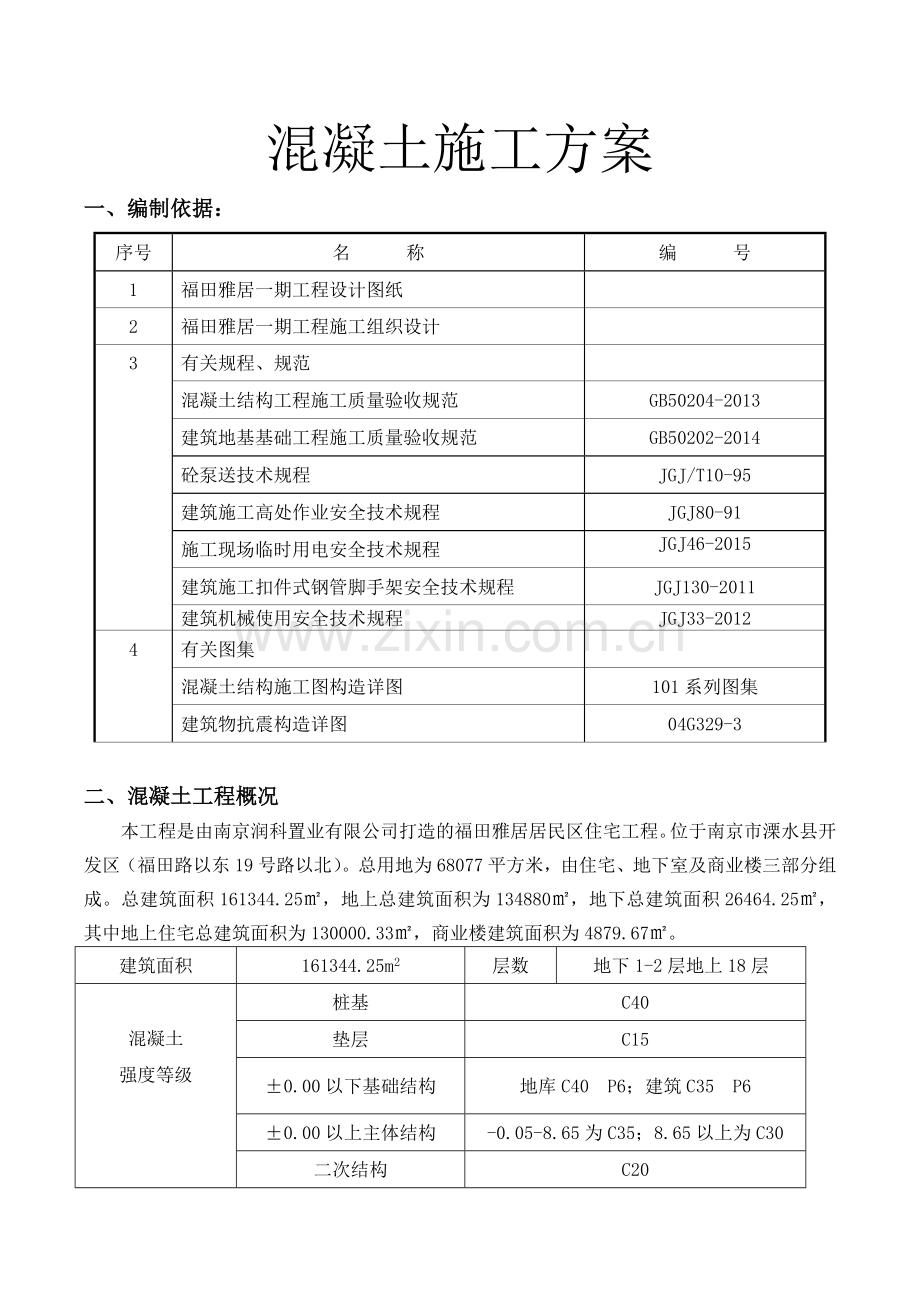 福田雅居一期工程混凝土施工方案(DOC)教学提纲.doc_第2页
