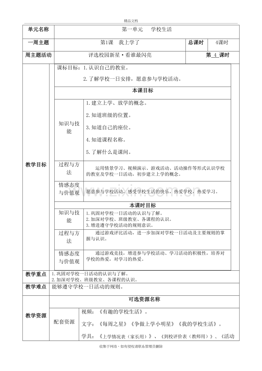 人教版培智一年级生活适应上册第1课---第4课时学习资料.doc_第2页