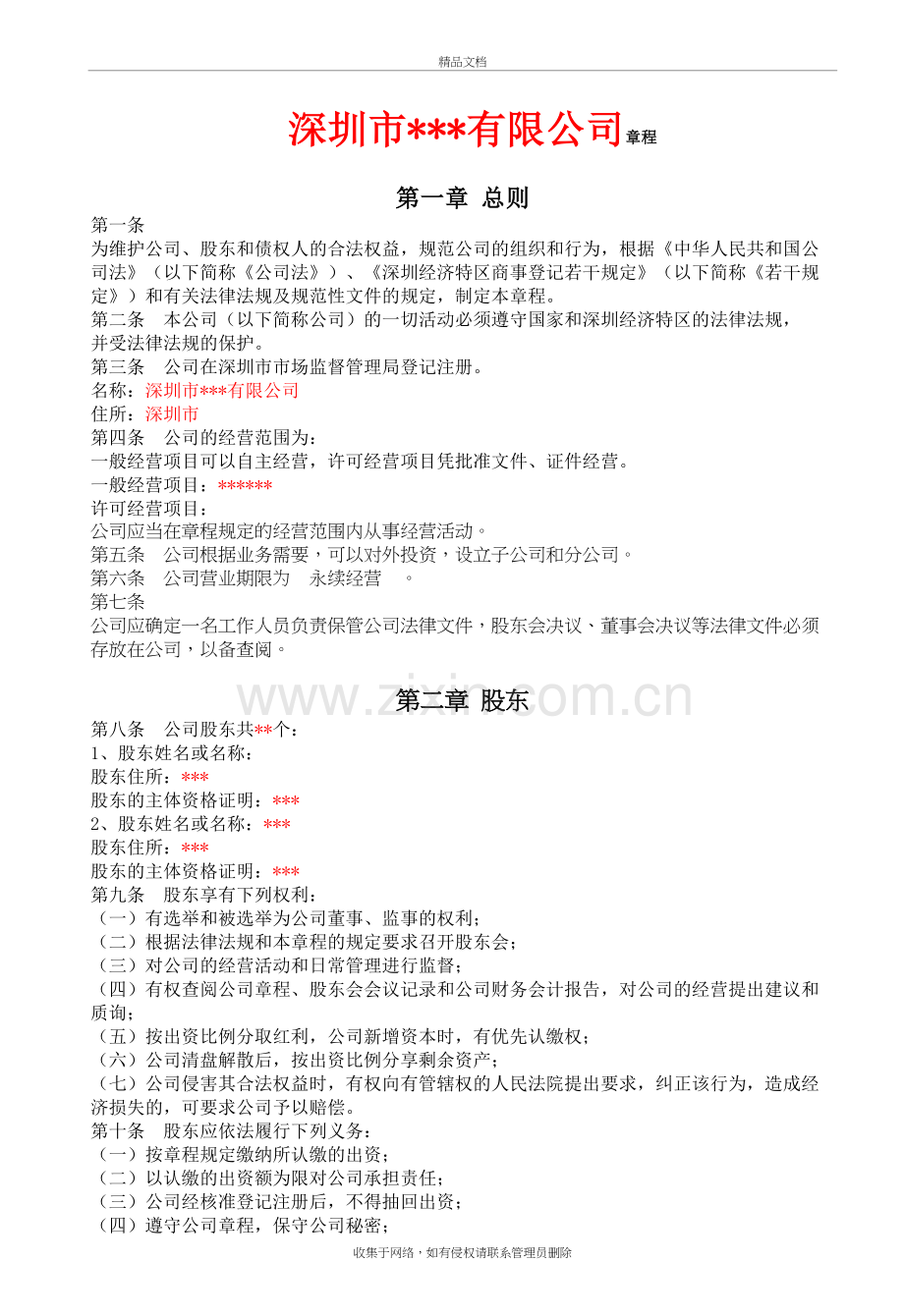 公司章程(模板)培训资料.doc_第2页