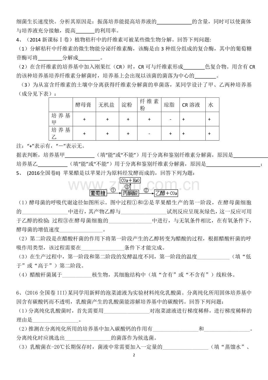 高中生物-选修一高考题讲课稿.doc_第2页