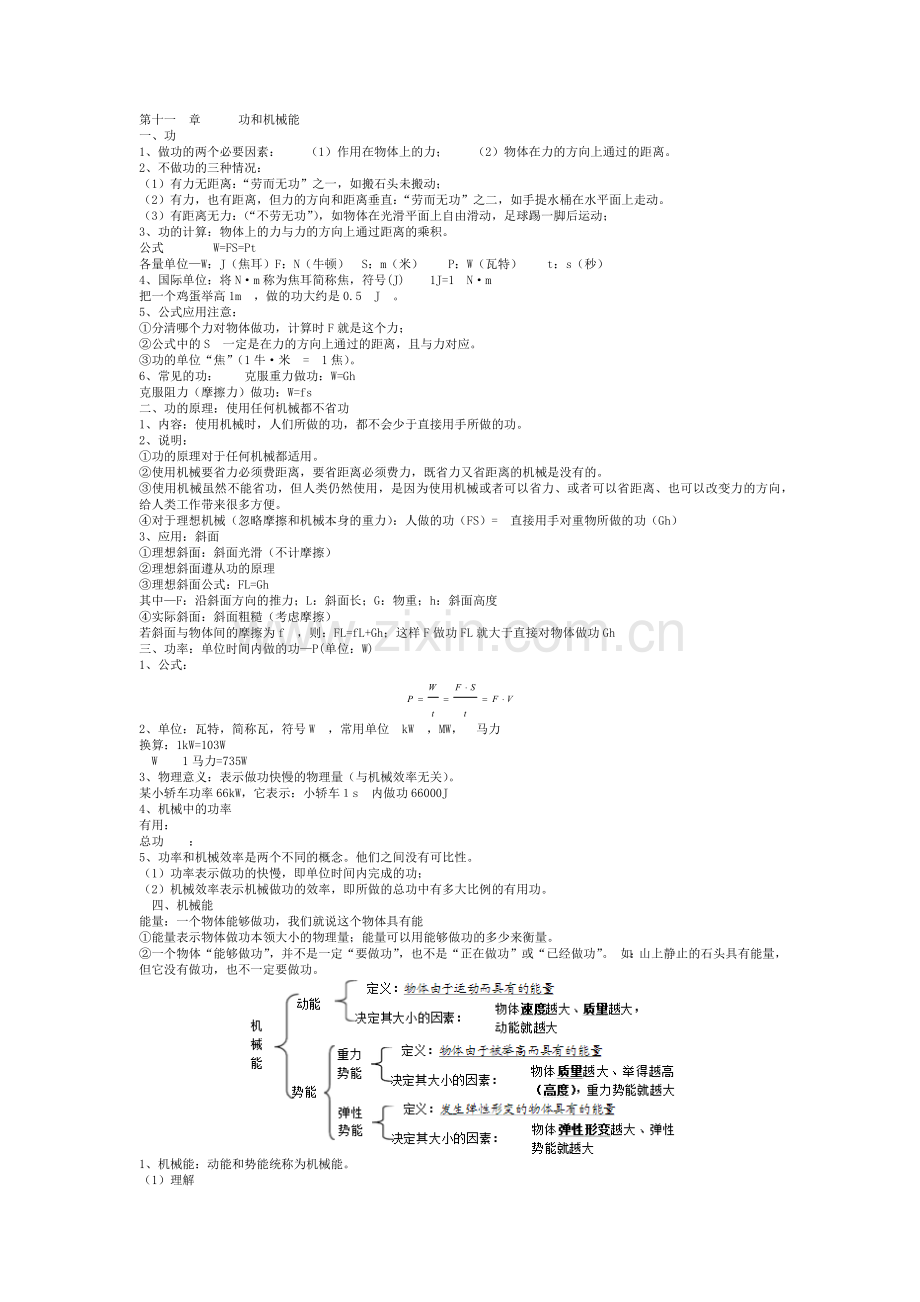 八年级物理功和机械能知识点总结说课材料.doc_第1页