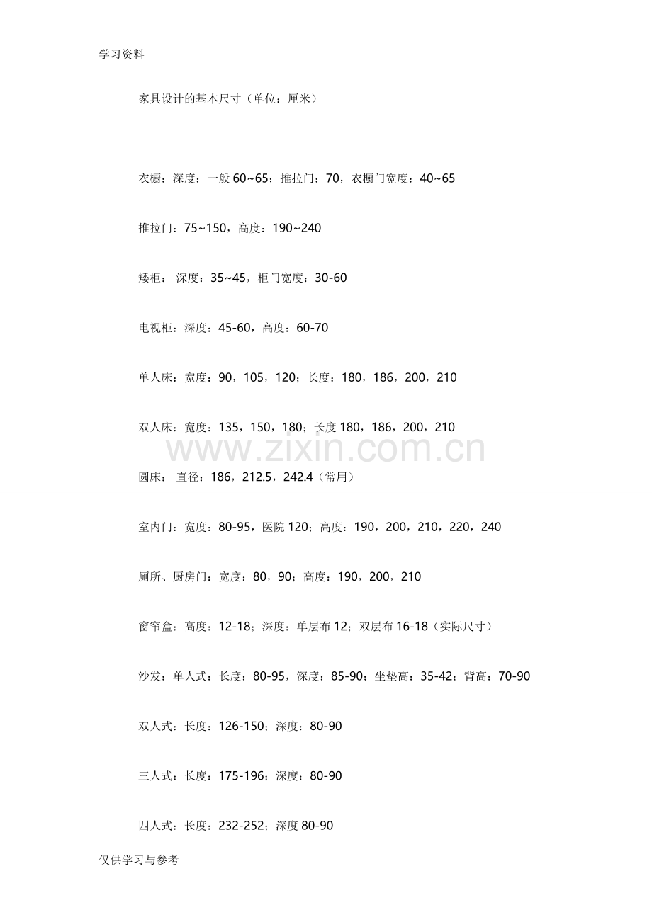 家装基本尺寸大全复习过程.doc_第1页