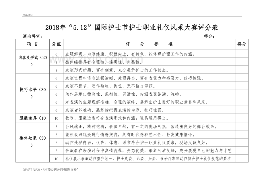 2018年护士节评分表教学教材.doc_第2页
