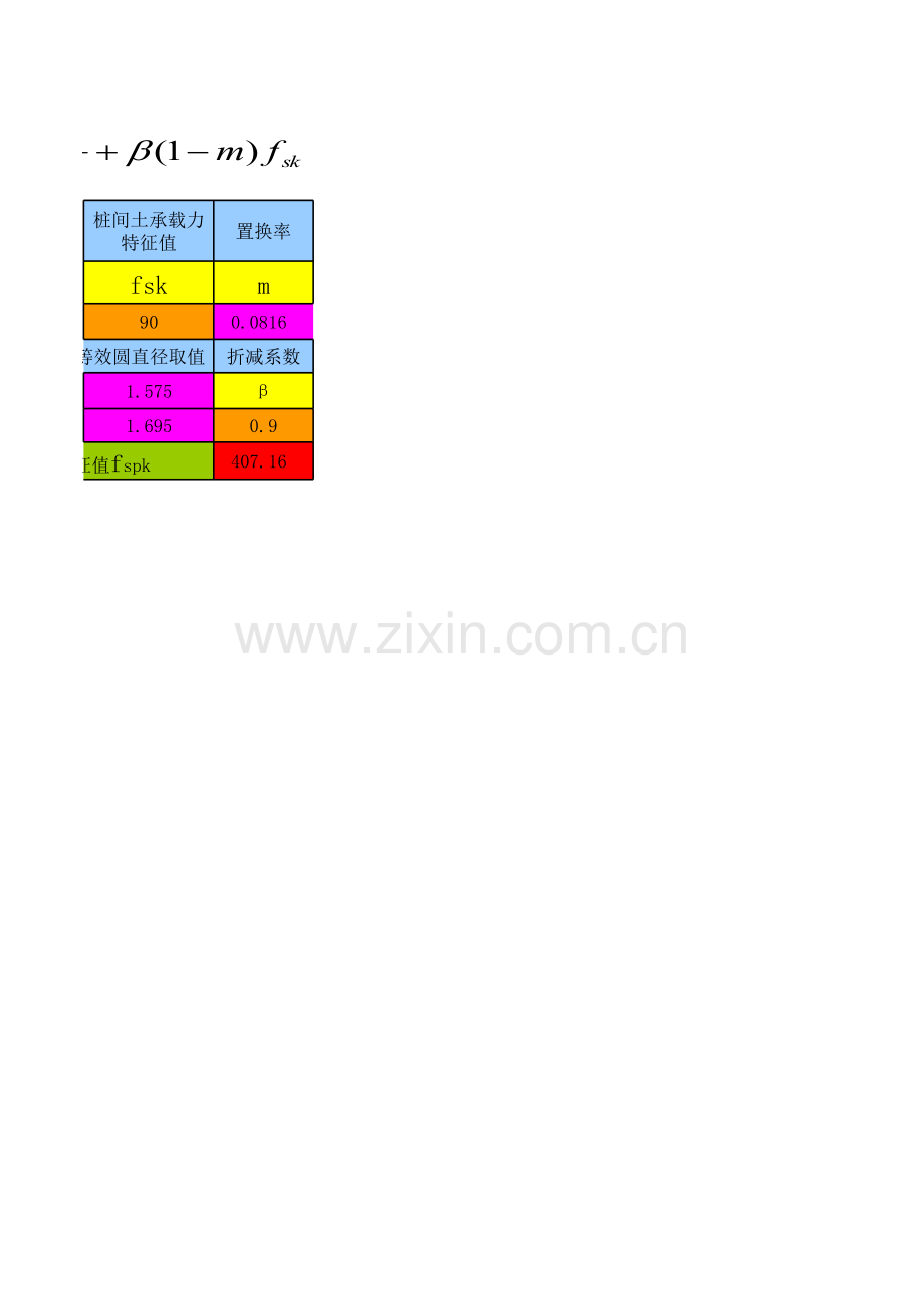 CFG桩复合地基承载力计算公式doc资料.xls_第2页