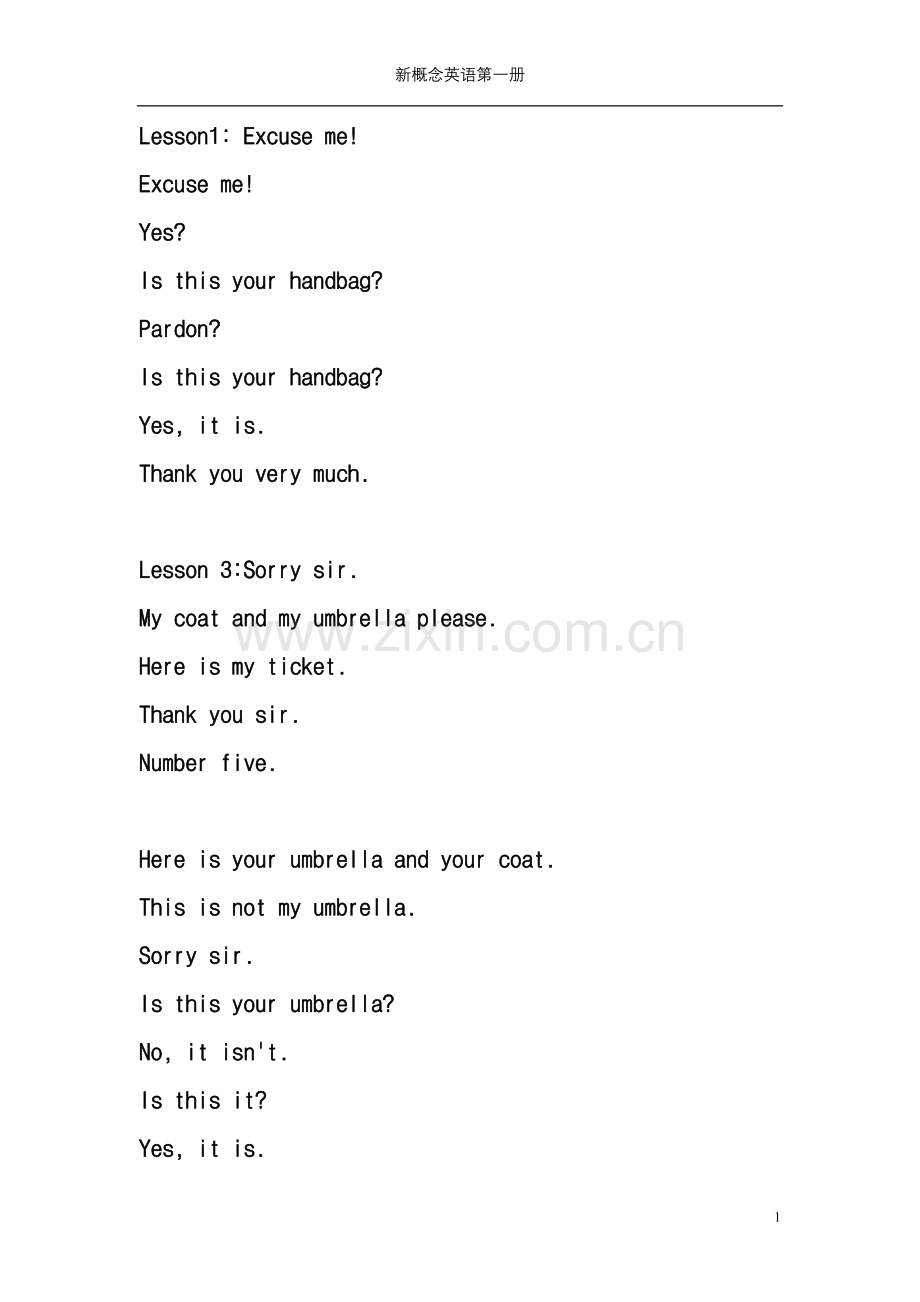 新概念英语第一册课文word版电子教案.doc_第1页