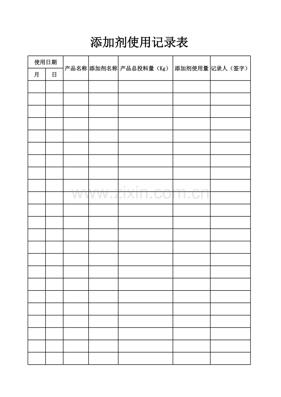 添加剂使用记录表说课材料.xls_第1页