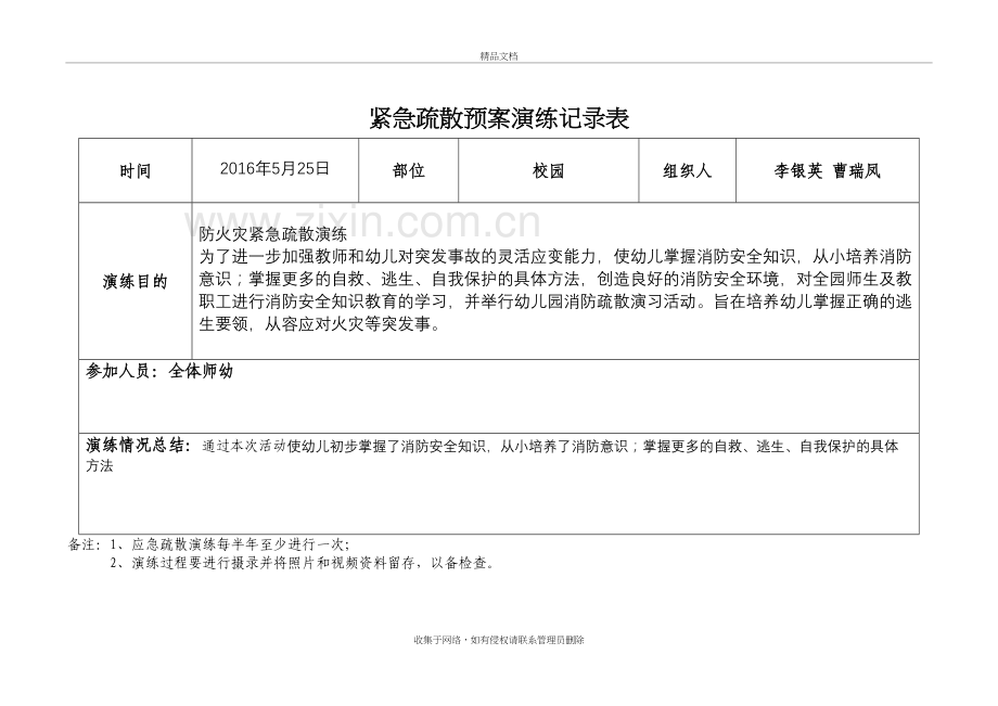 紧急疏散预案演练好活动记录表备课讲稿.doc_第2页