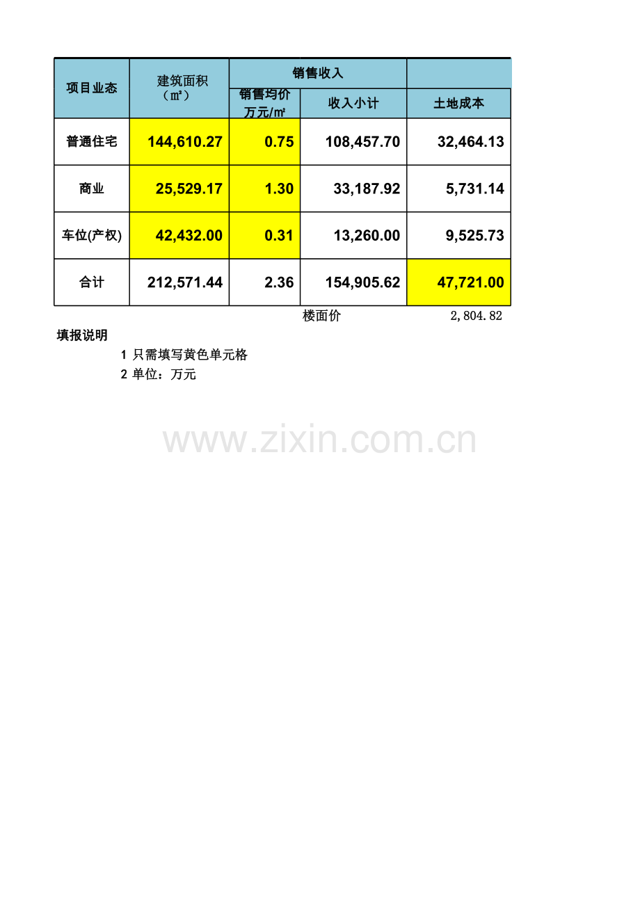 房地产开发拿地测算教学内容.xls_第1页