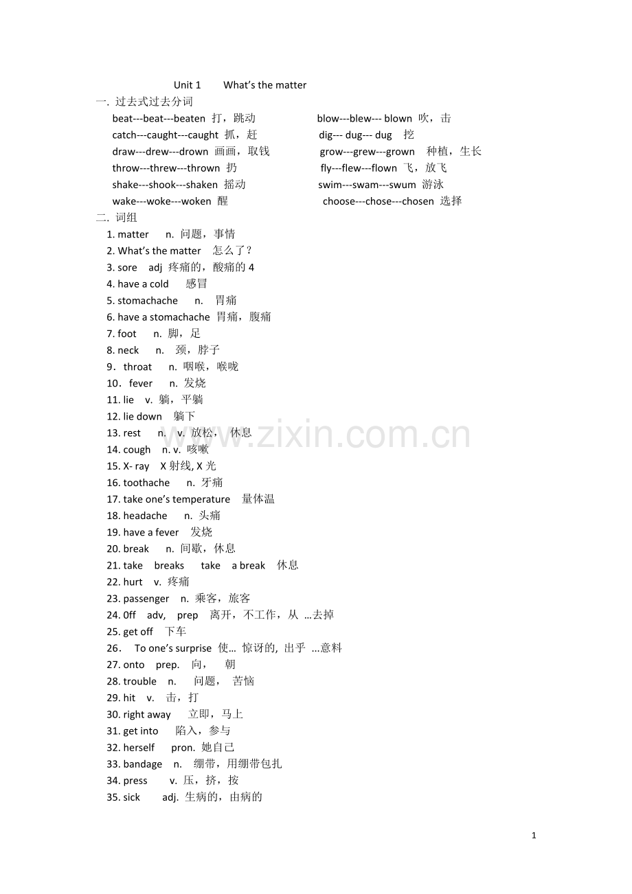 八年级下册英语unit-1-5--单词-词组-句型说课材料.doc_第1页