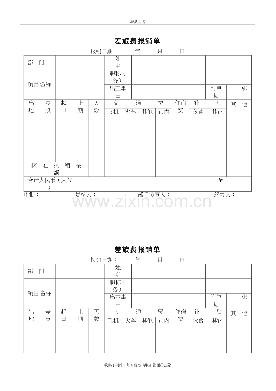 差旅费报销单(模版)演示教学.doc_第2页